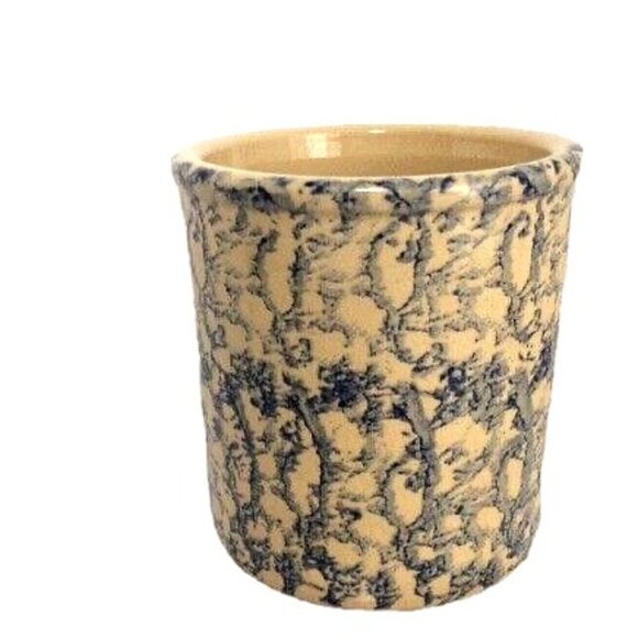 Vtg Robinson Ransbottom Blue Spongeware Crock 1 Qt Container Roseville OH USA - Picture 1 of 5